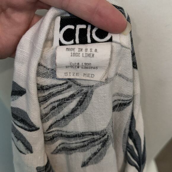 CLIO Linen Button Down Simple Floral Sleeveless Tank Top Women's Medium - Picture 4 of 6